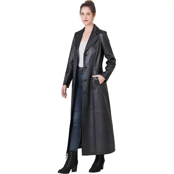 BGSD Monogram Collection Women New Zealand Lambskin Leather Maxi Coat Regular amp Plus Size amp PetiteBlack