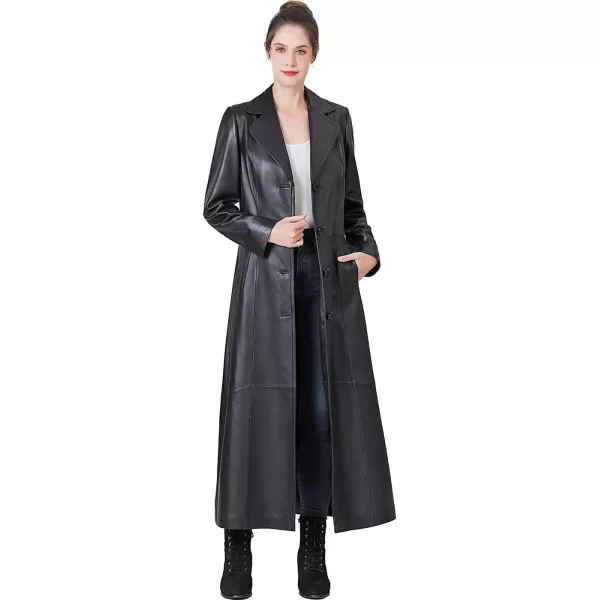 BGSD Monogram Collection Women New Zealand Lambskin Leather Maxi Coat Regular amp Plus Size amp PetiteBlack