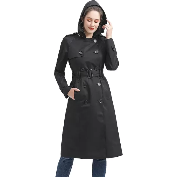 BGSD Women 34 Length Waterproof Hooded Trench Coat  Regular amp Plus SizeBlack