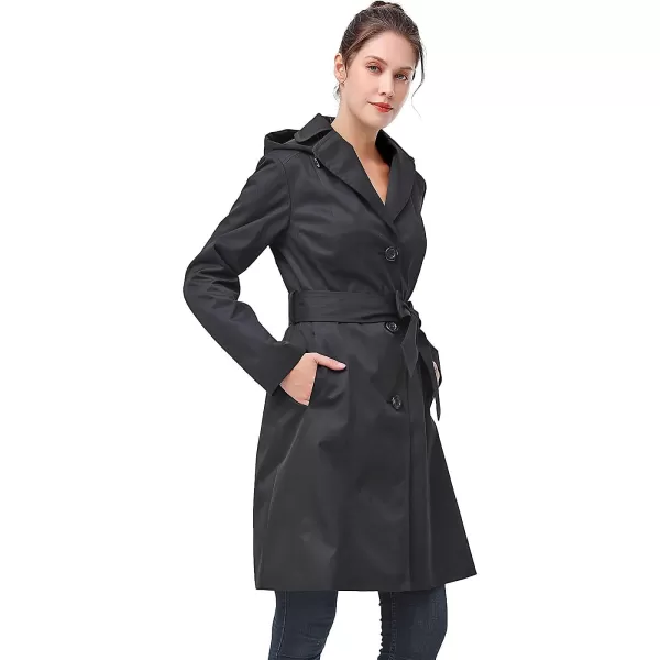 BGSD Women Aleah Waterproof Hooded Trench Coat  Regular amp Plus SizeBlack