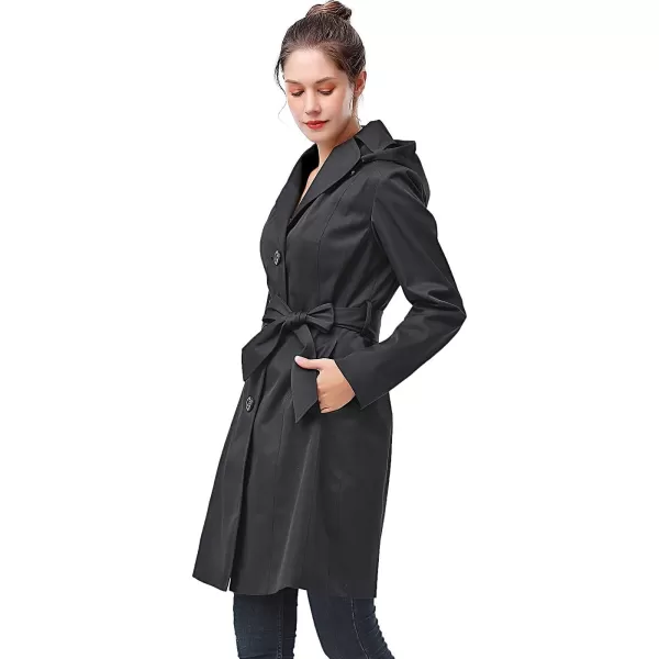 BGSD Women Aleah Waterproof Hooded Trench Coat  Regular amp Plus SizeBlack