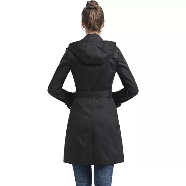 BGSD Women Alexa Waterproof Classic Hooded Trench CoatBlack