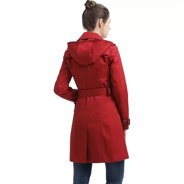 BGSD Women Alexa Waterproof Classic Hooded Trench CoatRed