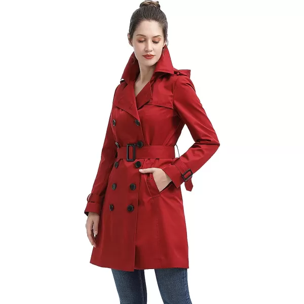 BGSD Women Alexa Waterproof Classic Hooded Trench CoatRed