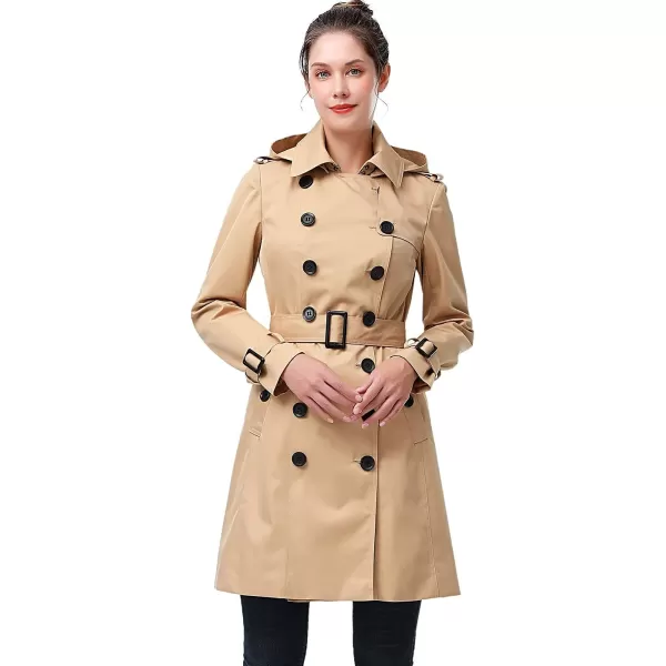 BGSD Women Alexa Waterproof Classic Hooded Trench CoatTan