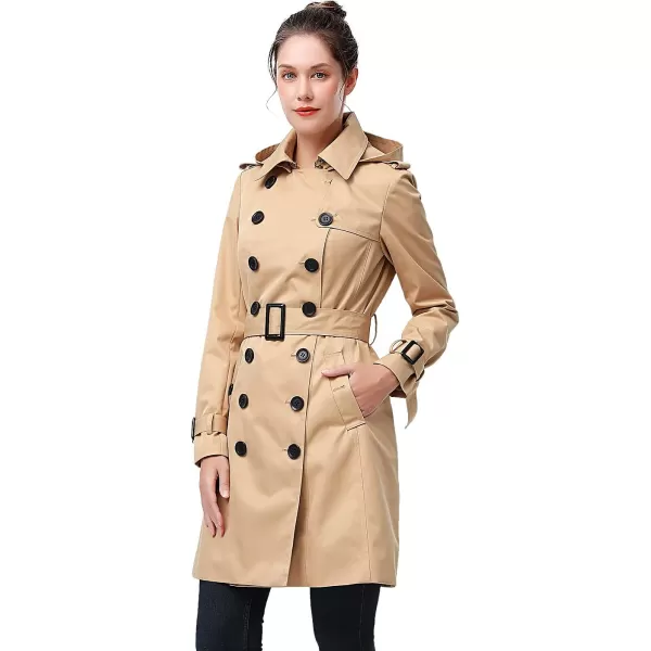 BGSD Women Alexa Waterproof Classic Hooded Trench CoatTan