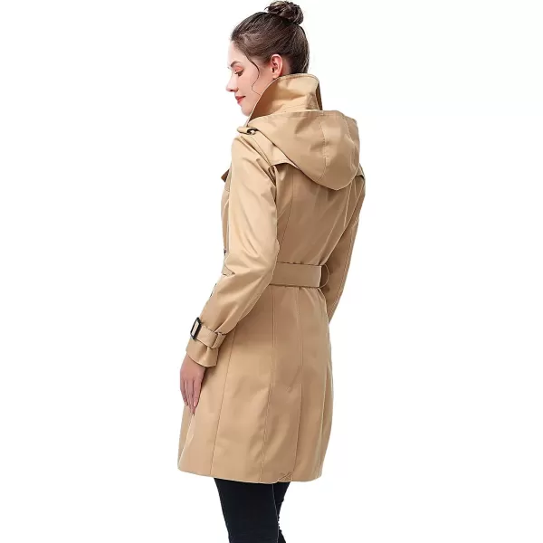 BGSD Women Alexa Waterproof Classic Hooded Trench CoatTan