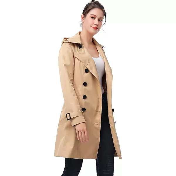 BGSD Women Alexa Waterproof Classic Hooded Trench CoatTan