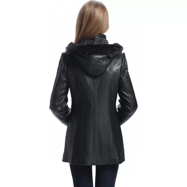 BGSD Women Amanda Lambskin Leather Coat Regular amp Plus Size amp PetiteBlack