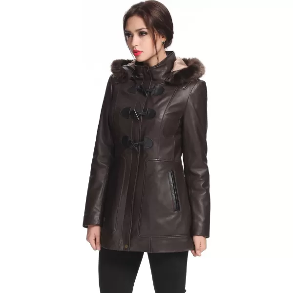 BGSD Women Amanda Lambskin Leather Coat Regular amp Plus Size amp PetiteDark Brown