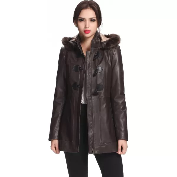 BGSD Women Amanda Lambskin Leather Coat Regular amp Plus Size amp PetiteDark Brown