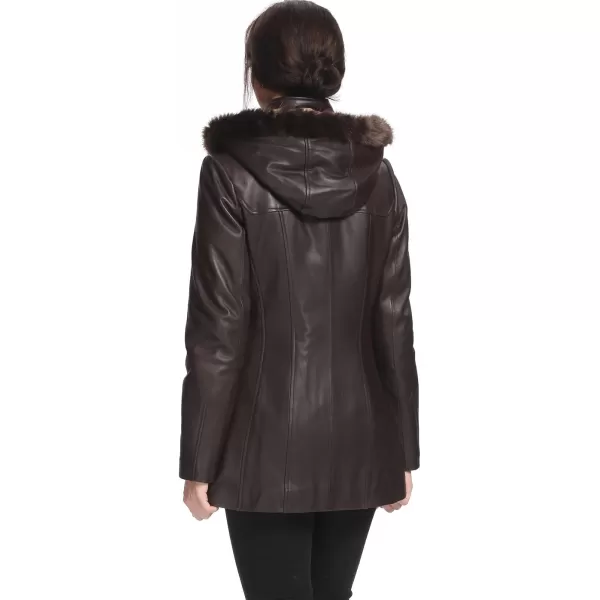 BGSD Women Amanda Lambskin Leather Coat Regular amp Plus Size amp PetiteDark Brown