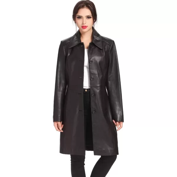 BGSD Women Amber Lambskin Leather Walking Coat Regular amp Plus Size amp PetiteBlack