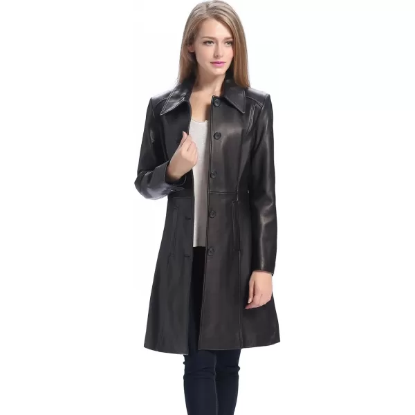 BGSD Women Amber Lambskin Leather Walking Coat Regular amp Plus Size amp PetiteBlack