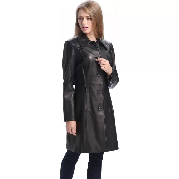 BGSD Women Amber Lambskin Leather Walking Coat Regular amp Plus Size amp PetiteBlack