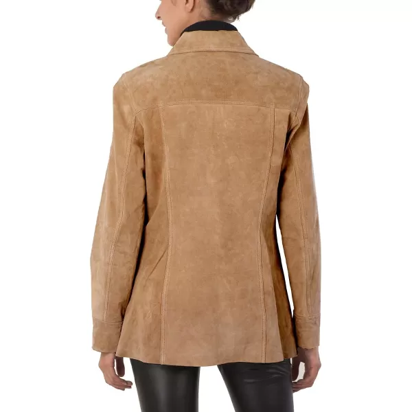 BGSD Women Anna Suede Leather Car Coat Regular amp Plus Size amp PetiteCaramel