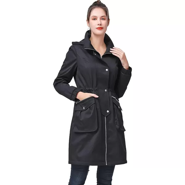 BGSD Women Ariah Waterproof Hooded Rain Jacket Parka Coat  Regular amp Plus SizeBlack