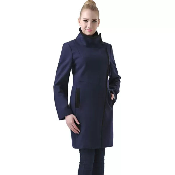 BGSD Women Audrey Colorblock Wool Blend Coat Navy LargeBGSD Women Audrey Colorblock Wool Blend Coat Navy Large