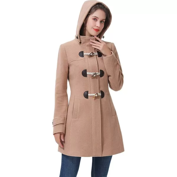 BGSD Women Ava Toggle Hooded Duffle Wool Coat Regular amp Plus Size amp PetiteCamel