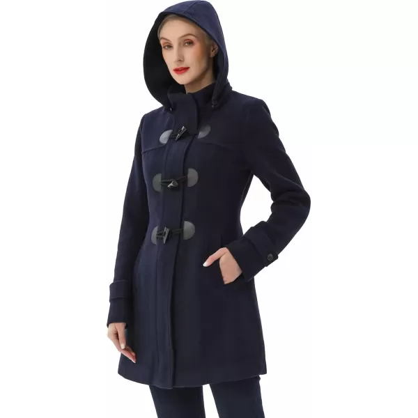 BGSD Women Ava Toggle Hooded Duffle Wool Coat Regular amp Plus Size amp PetiteNavy