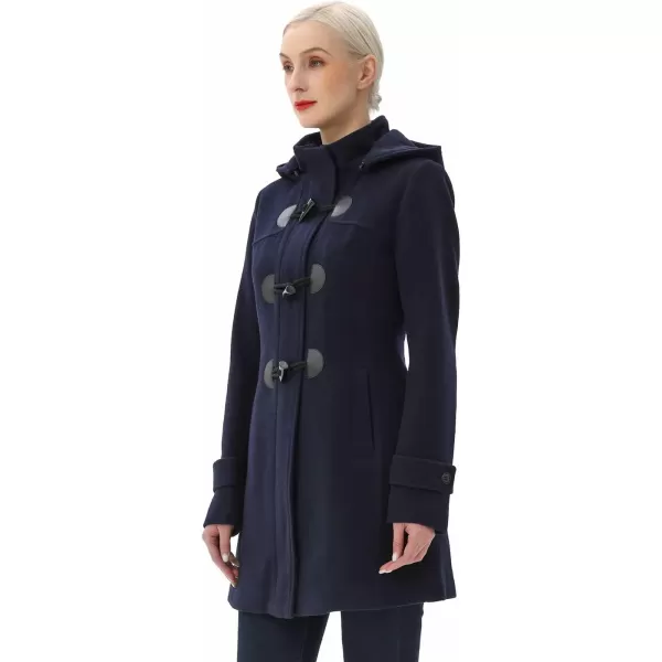 BGSD Women Ava Toggle Hooded Duffle Wool Coat Regular amp Plus Size amp PetiteNavy