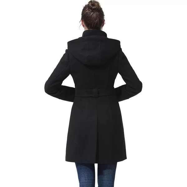 BGSD Women Bel Hooded Wool Trench Coat Regular amp Plus Size amp PetiteBlack