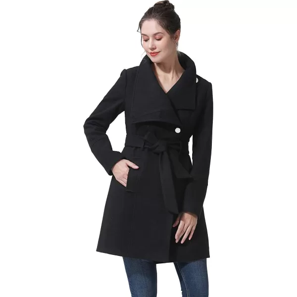 BGSD Women Bel Hooded Wool Trench Coat Regular amp Plus Size amp PetiteBlack