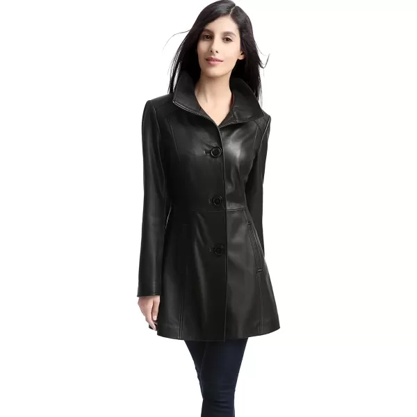 BGSD Women Belle Lambskin Leather Coat Regular amp Plus Size amp PetiteBlack