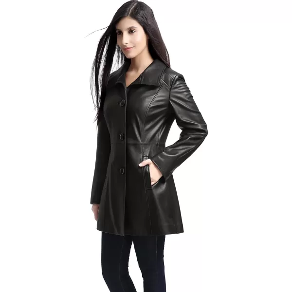 BGSD Women Belle Lambskin Leather Coat Regular amp Plus Size amp PetiteBlack