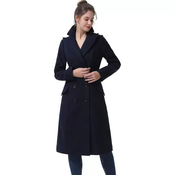 BGSD Women Bri Long Wool Pea Coat Regular amp Plus Size amp PetiteNavy