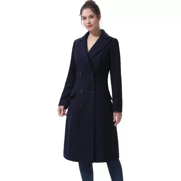 BGSD Women Bri Long Wool Pea Coat Regular amp Plus Size amp PetiteNavy