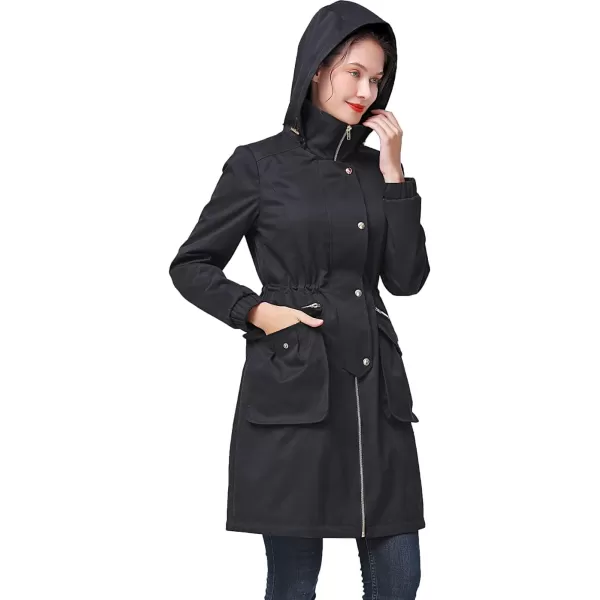 BGSD Women Carly Waterproof Hooded Parka Coat Outdoor Windbreaker Rain Jacket  Regular amp Plus SizeBlack