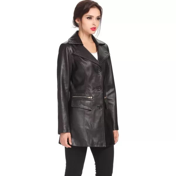 BGSD Women Caroline New Zealand Lambskin Leather Walking Coat Black SmallBGSD Women Caroline New Zealand Lambskin Leather Walking Coat Black Small