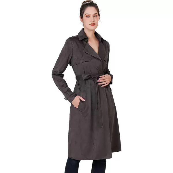 BGSD Women Charlotte Long Suede Trench Coat  Regular amp Plus SizeCoffee