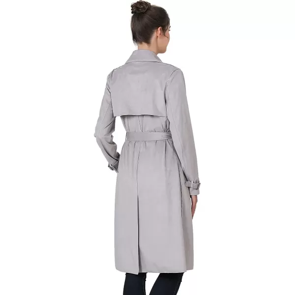 BGSD Women Charlotte Long Suede Trench Coat  Regular amp Plus SizeGray