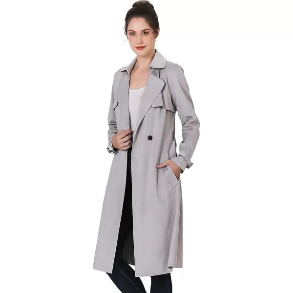 BGSD Women Charlotte Long Suede Trench Coat  Regular amp Plus SizeGray