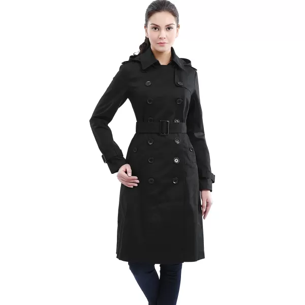 BGSD Women Chloe Waterproof Classic Hooded Long Trench CoatBlack