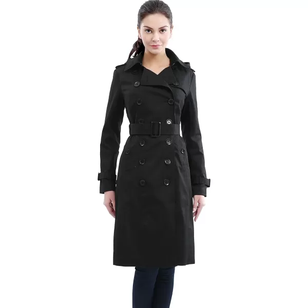 BGSD Women Chloe Waterproof Classic Hooded Long Trench CoatBlack