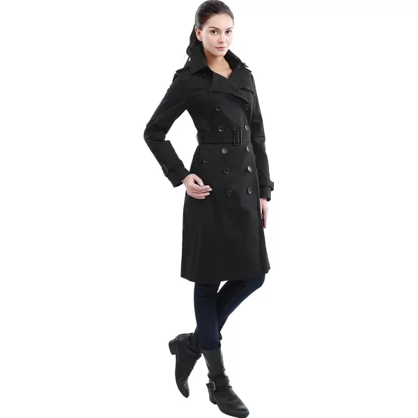 BGSD Women Chloe Waterproof Classic Hooded Long Trench CoatBlack