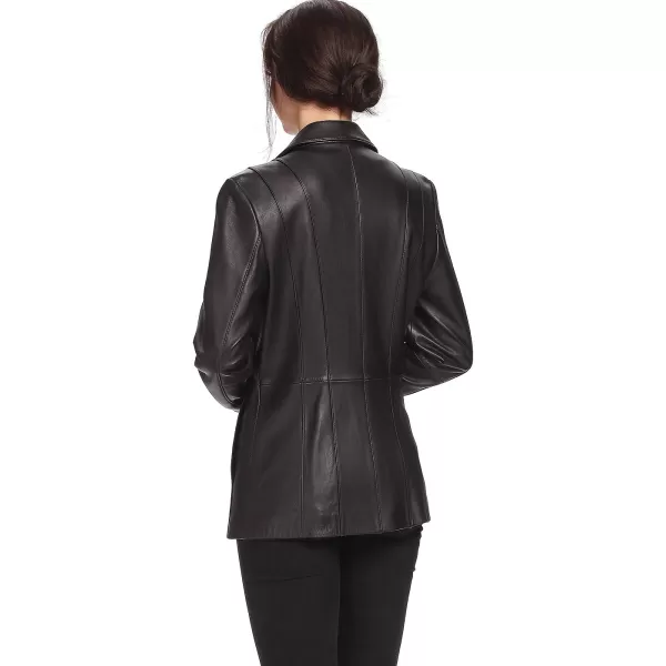 BGSD Women Crystal Lambskin Leather Blazer Regular amp Plus Size amp PetiteBlack