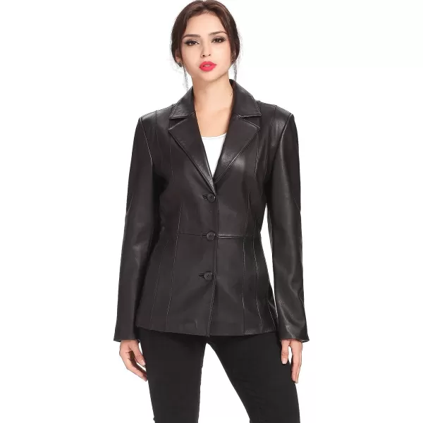 BGSD Women Crystal Lambskin Leather Blazer Regular amp Plus Size amp PetiteBlack