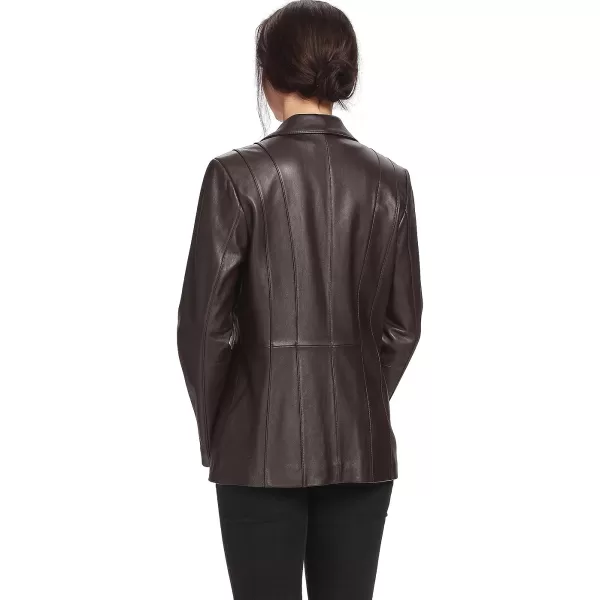 BGSD Women Crystal Lambskin Leather Blazer Regular amp Plus Size amp PetiteBrown