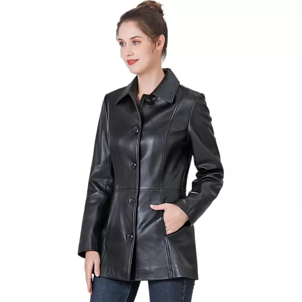 BGSD Women Dana Lambskin Leather Car Coat Regular amp Plus Size amp PetiteBlack