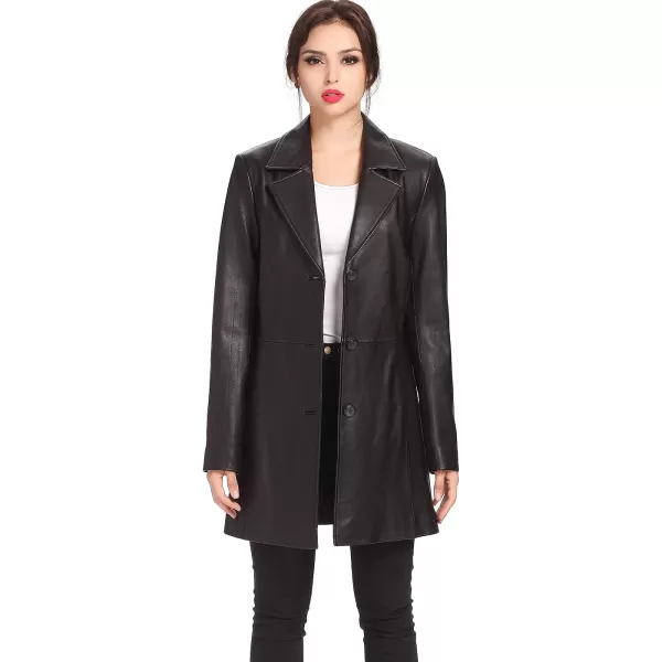 BGSD Women Danielle Lambskin Leather Walking Coat Regular amp Plus Size amp PetiteBlack