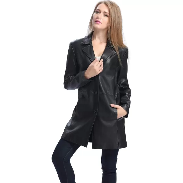 BGSD Women Danielle Lambskin Leather Walking Coat Regular amp Plus Size amp PetiteBlack