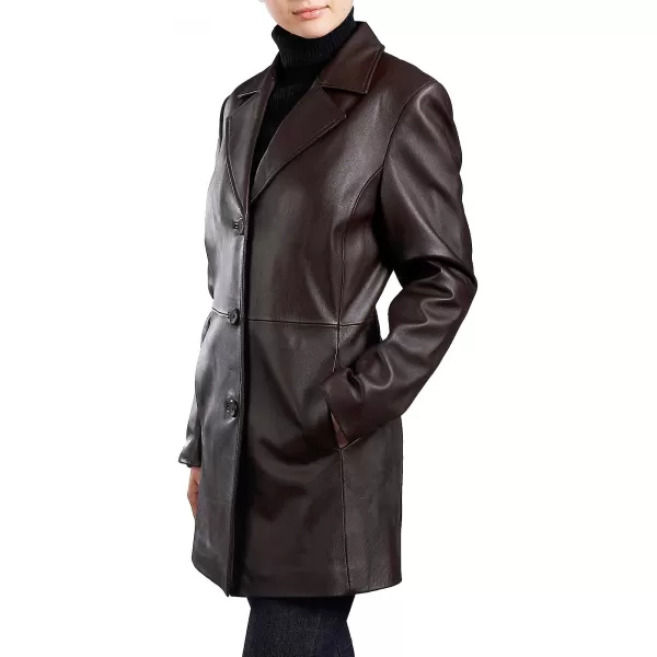 BGSD Women Danielle Lambskin Leather Walking Coat Regular amp Plus Size amp PetiteBrown