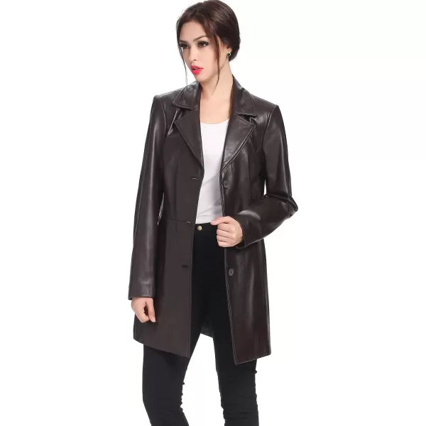 BGSD Women Danielle Lambskin Leather Walking Coat Regular amp Plus Size amp PetiteBrown