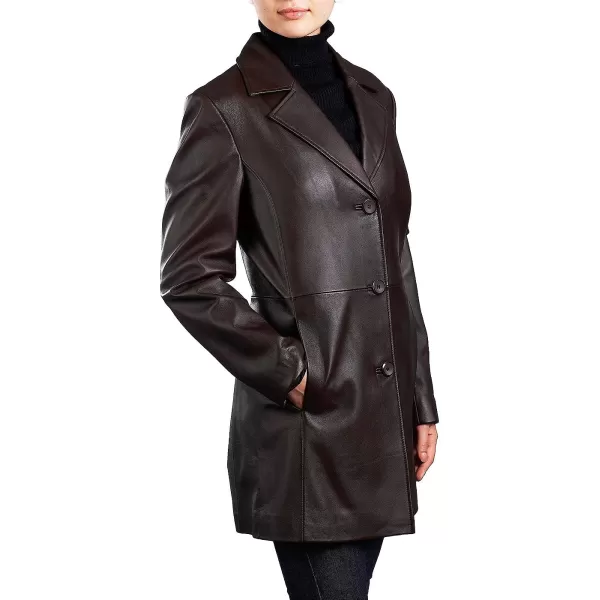 BGSD Women Danielle Lambskin Leather Walking Coat Regular amp Plus Size amp PetiteBrown