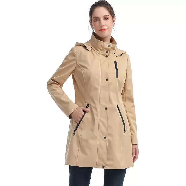 BGSD Women Easton Waterproof Hooded Anorak Rain Jacket  Regular amp Plus SizeTan