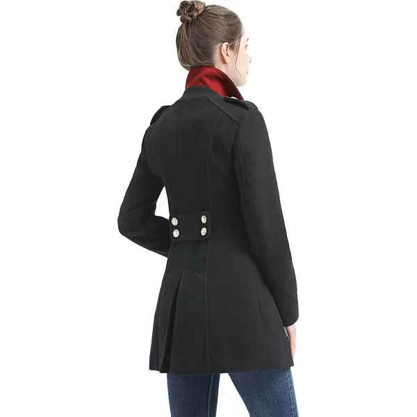 BGSD Women Ele Color Block Wool Pea Coat Regular amp Plus Size amp PetiteRedBlack